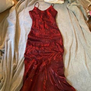 Red, long, mermaid glittery dress. Size 3